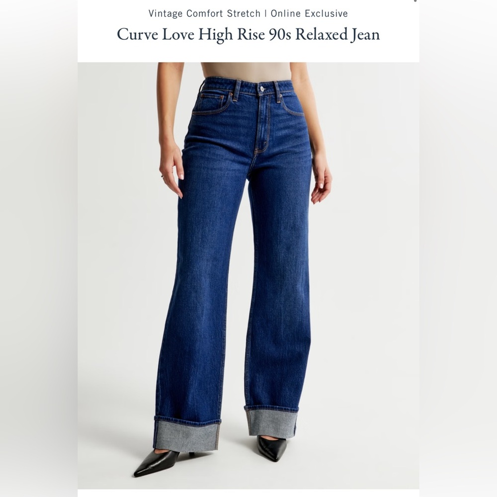 Abercrombie Curve Love High Rise 90s Relaxed Jean Size 25 Dark Cuff Women’s
